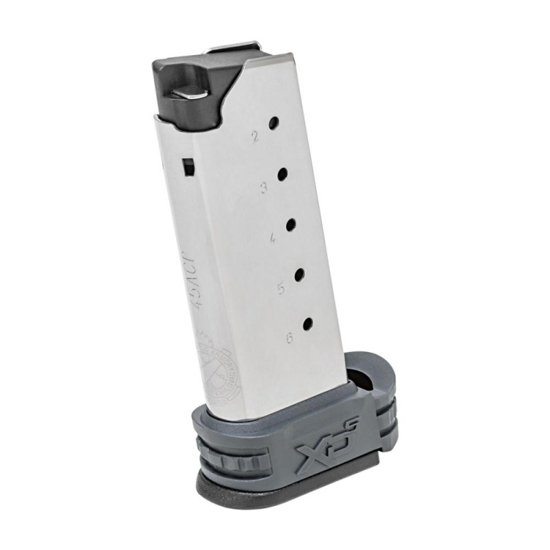 .45 ACP 6-ROUND XD-S MID-SIZE MAGAZINE W/GRAY SLEEVES FOR BACKSTRAPS 1 & 2